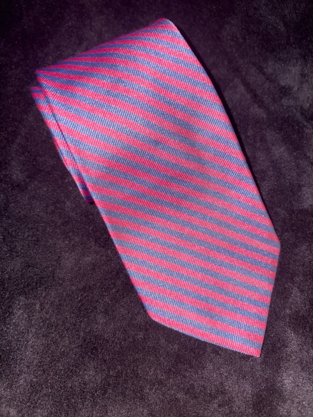 Master Men's Striped Necktie Red Navy Blue Repp Stripe Silk Woven Prep Classic